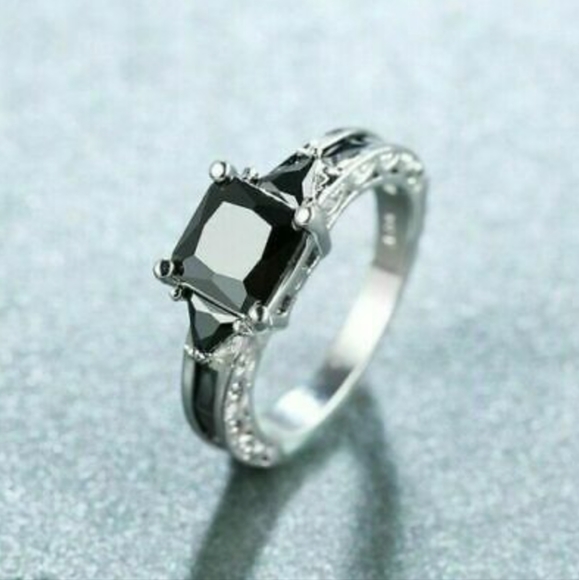 ‼️ Sale Black Sapphire 925 Sterling Silver Women's and Men's Ring - Picture 4 of 7